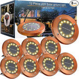 Solar Ground Lights Outdoor Waterproof Flat Garden Solar Disk Lights Floor 12 LED 8 Pack for Garden Patio Pathway | Lumora