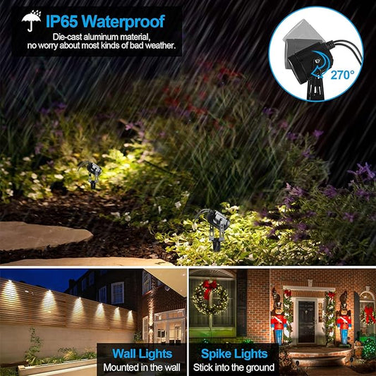 ALOVECO Landscape Lighting 1800LM 12V Low Voltage Landscape Lights Kit with Transformer and 69FT Cable IP65 Waterproof LED Uplighting Outdoor Spotlights for Yard House Tree Garden 6 Pack Warm White