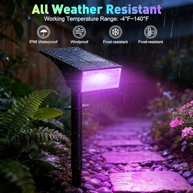 Solar Color Changing RGB Spot Lights Outdoor, 10 Pack/7 Lighting Modes Multicolor Outdoor Lights for Yard | Lumora