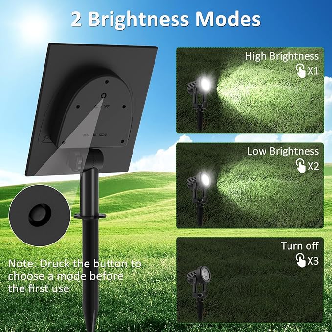 T-SUNUS Christmas Solar Garden Spotlight White Outdoor, 4-in-1 Spot Lights 6000K IP65 Waterproof 9.8ft Cable 5W | Lumora