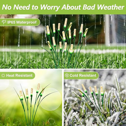 Reed Solar Garden Lights Outdoor, 15.7 Inch 2 pack 12 LED Solar Lights Outdoor Garden Decor, Waterproof Solar Swaying Light Sway by Wind, Yard Patio Porch Pathway Lawn Decorations, Warm White
