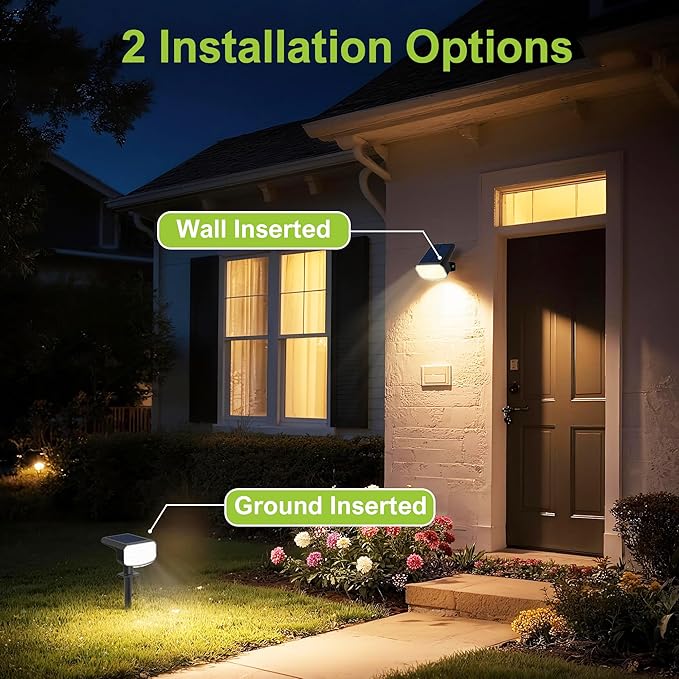DAMINY Solar Spotlights Waterproof IP65,Auto On/Off,3000K 2 Lighting Modes Solar - Outdoor Security Flood Light | Lumora