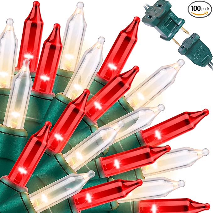 LAMPHOME Red Clear Valentine's String Lights 100 Mini Incandescent Fairy Light Decor 20 Ft Green Wire Christmas Lifgt for Indoor & Outdoor Party Patio Bedroom, Xmas Tree Garland Easter Decoration