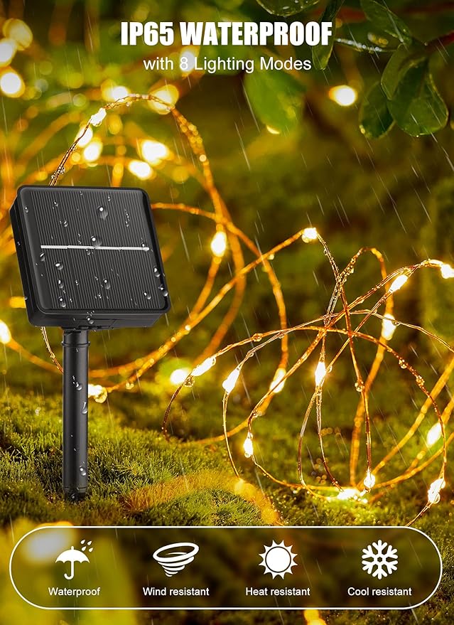 Minetom Solar String Lights, 4 Packs Total 132Ft 400 LED Solar Fairy Lights, Waterproof - Decorative Outdoor Light | Lumora
