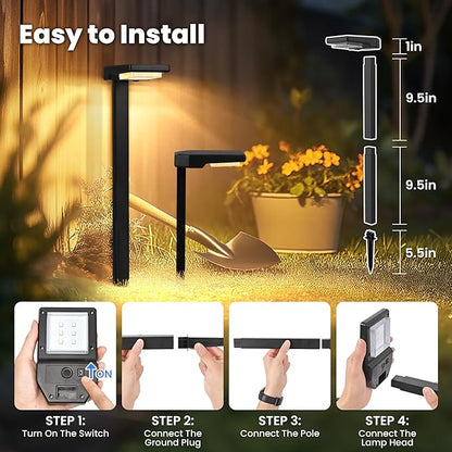 6 Pack Color Changing & Sync Smart Solar Pathway Lights, Solar Lights Outdoor Waterproof, 9 Modes (Warm White/Cool White/RGB) Landscape Lighting for Driveway, Walkway, Garden, Yard, Patio