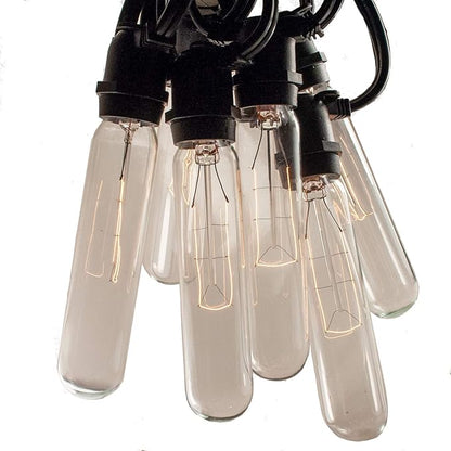 Hometown Evolution, Inc. Commercial Edison Bulb Outdoor String Lights with Hand-Threaded Filament (T25 Tube Edison - Commercial Black Wire, 25 ft)
