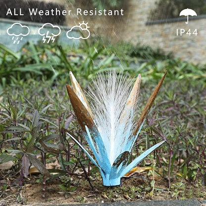 Metal Agave Lawn Garden Statue Decoration ， Metal AloeVera Solar Waterproof Light Stake，DIY Hand Painted Agave Rustic Sculpture Solar Light， with Color Variable Aloe Vera Art