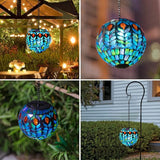 VCUTEKA Hanging Solar Lanterns Mosaic Solar Lights with Hook Up, Outdoor Garden Lights Decor for Yard Tree Fence | Lumora