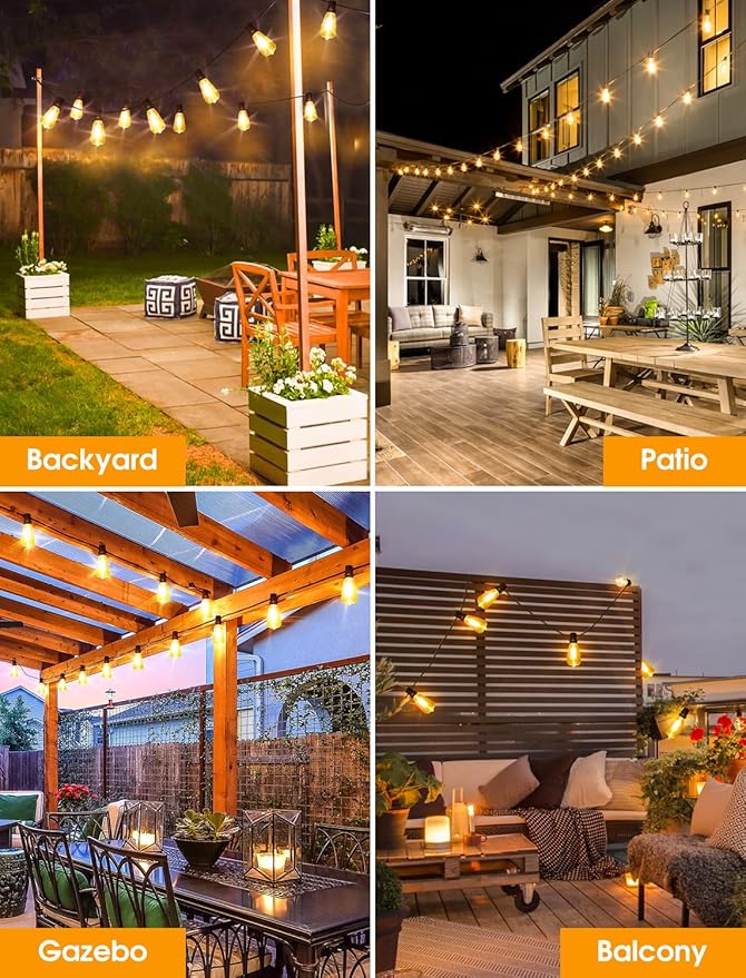 25FT ST38 String Lights Bundle with 100FT A39 String Lights for Backyard Patio Bistro Cafe Indoor Outdoor Decor | Lumora