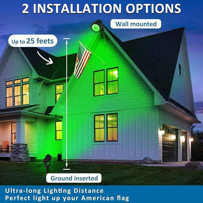 T-SUNUS Green Solar Spot Lights Christmas 9.8ft Cable Garden Landscape Spotlights Outdoor IP65 Waterproof Separated | Lumora