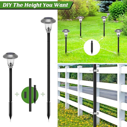 ZOOHAR Outdoor Light Pole Extension Kit - 55"/4.6FT Stainless Steel Solar Light Height Enhancement Pole with Plastic Stakes, Saddle Clamp & Expansion Screws, Fits 0.7-0.95in Diameter (2 Sets)
