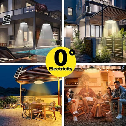 Solar Light Outdoor Indoor with 3 Color 4 Brightness Modes Work Day and Night Solar Powered Pendant Lights for Shed Garage Yard,Single