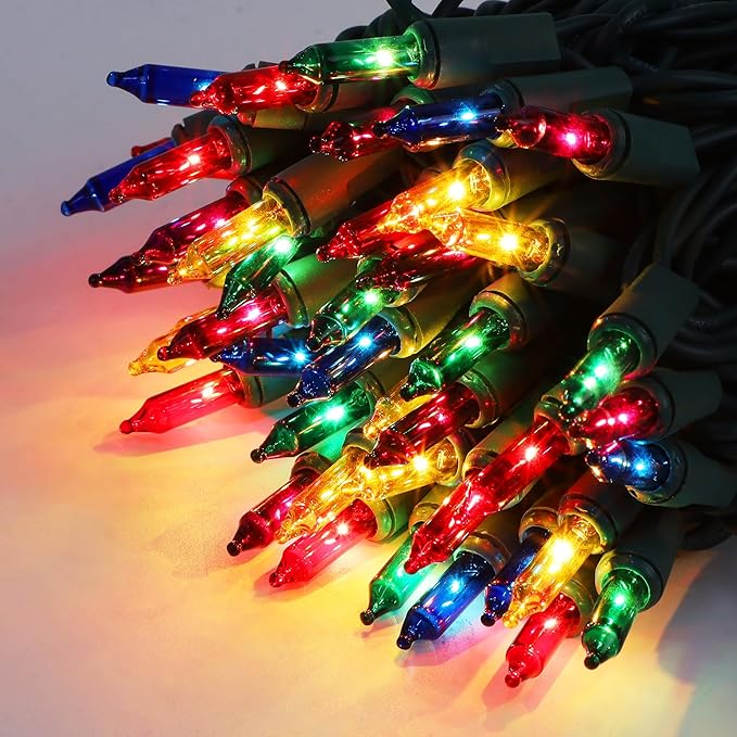 3 Pack Multicolor Christmas String Lights, 100 Count Each, Incandescent Mini Christmas Lights, Connectable Xmas Tree Light for Indoor Outdoor Garland Birthday Holiday Wedding Festival Party