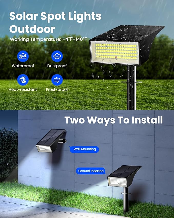 Koicaxy Solar Lights Outdoor Waterproof 8 Pack IP65, 100 LEDs 4 Light Modes, Higher Charging Efficiency, Auto | Lumora