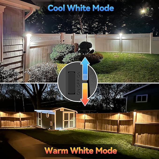 Bridika Solar Fence Lights Warm White & White, Solar Outdoor Wall Lights, Fence Solar Lights Outdoor Waterproof for | Lumora