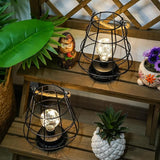 JHY DESIGN Set of 2 Cage Bulb Lantern Decorative Table Lamps 8.5" H Battery Powered Cordless Lights with Warm White | Lumora