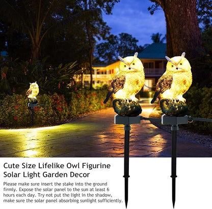 SmilingTown 2 Packs Owl Solar Garden Lights Outdoor Decorative Stake Light Waterproof Owl Decory to Scare Birds Away Yard Patio Lawn Ornaments Halloween Decorations