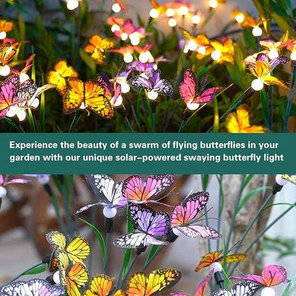 TONULAX Solar Garden Lights - Swaying Butterfly Light, Swaying in The Wind, Solar Outdoor Lights, Yard Patio Pathway Decoration, High Flexibility Iron Wire & Realistic Butterflies (6 Pack)