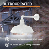 14in. White Outdoor Gooseneck Barn Light Fixture with 13in. Long Extension Arm - Wall Sconce Farmhouse, Vintage | Lumora
