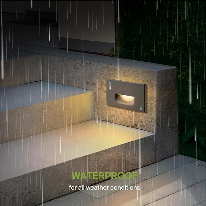 ASD LED Recessed Step Light Fixture, Outdoor & Indoor Stair Tread Lighting | 3CCT, Dimmable, Waterproof, ETL Listed | Lumora