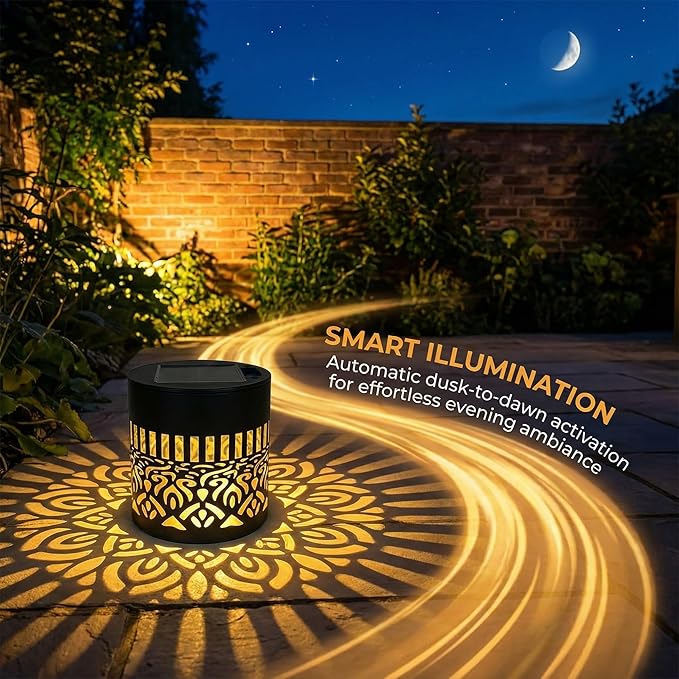 Solars Mandala Fence Lights Outdoors, Waterproof Decorative Mandala Solars Lights, Metal Solars Powered Deck Steps Walls Lights for Garden Yard Fence Patio Pathway (Sunflower*4PCS)