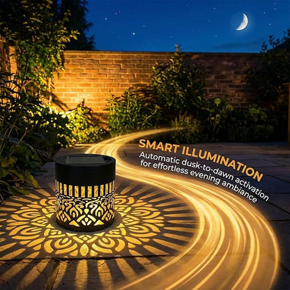 Decorative Solars Mandala Lights, Metal Solars Powered Outdoors Deck Steps Walls Lights, Mandala Theme Waterproof Fence Light for Garden Post Patio Backyard Yard Decor (Mandala*4PCS)