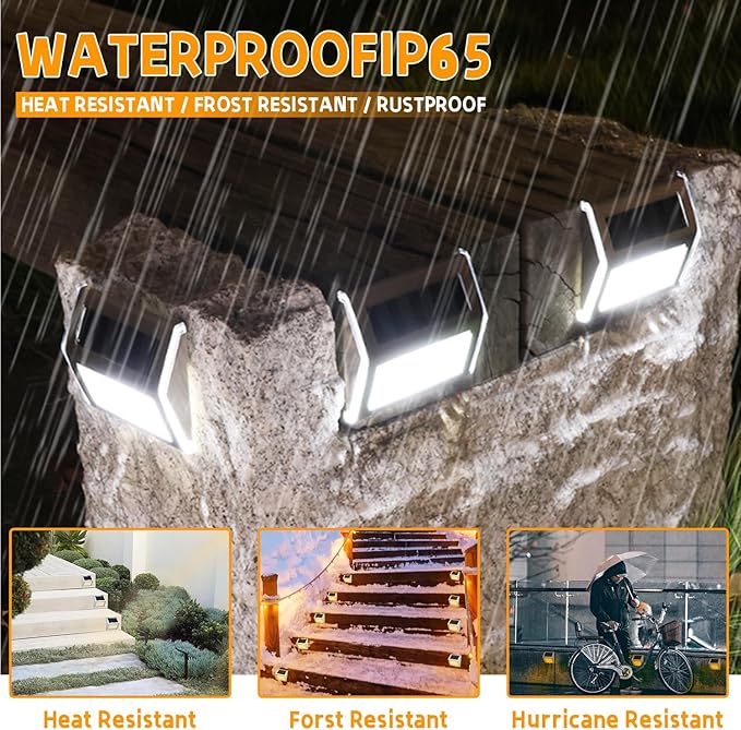 12 Pack Solar Step Lights for Outside Solar Stair Lights Waterproof IP 65 Led Outdoor Deck Lights,Cool White Lights | Lumora