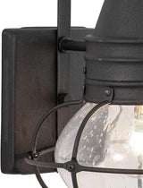 VAXCEL 2-Pack Chatham 13.5 in. H 1-Light Textured Black Coastal Outdoor Wall Sconce Made of Durable Steel, Clear | Lumora