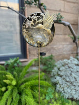 Hummingbird Solar Light Garden Outdoor Decoration Hollow Carving Flowers Crackle Glass Ball Metal Stake for Pathway | Lumora