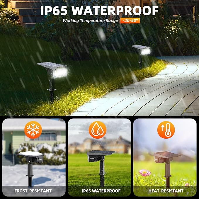 Solar Spot Lights,IP65 Waterproof 40 LED's Landscape Spotlights,3 Modes Outdoor Garden Lights, 360 Adjustable | Lumora