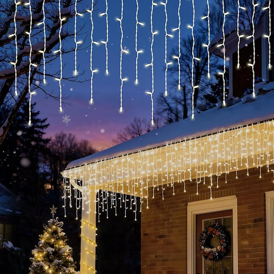 LED Christmas Lights, 100 LED Icicle Lights on 7FT with 4 Inch Spacing - 5MM Wide Angle Warm White Bulbs, IP68 Waterproof & ETL Certified for Outdoor/Indoor