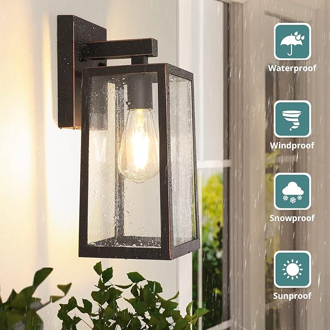 MAXvolador Outdoor Wall Lantern, Large Exterior Waterproof Wall Sconce Light Fixture, Oil Rubbed Bronze Anti-Rust Mount Lights, E26 Porch Patio Lighting