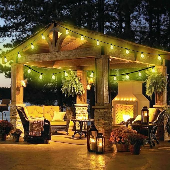 60FT Outdoor String Lights S11 LED Patio with 16+1 Plastic Bulbs(1 Spare),Waterproof Connectable Hanging Lights for Backyard Porch Balcony Party Decor