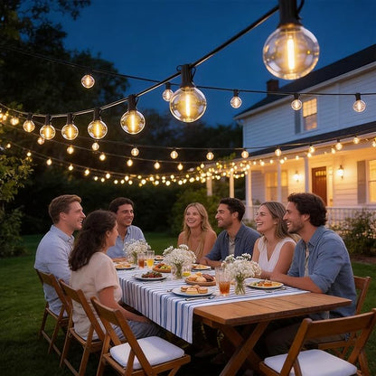 RTTY Classic Series 100FT All-Purpose Outdoor String Lights with 37 G40 Bulbs - Versatile for Patio & Deck Lighting, Backyard Gatherings, Poolside Evenings, and Intimate Wedding Decor