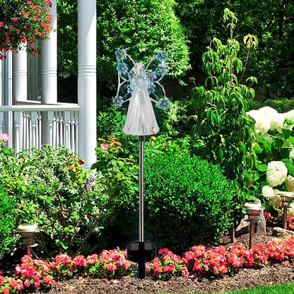 Solar Angel Lights - Garden Lights Solar Powered Waterproof with Fairy Angel Decor | Landscape Decorative Light for Garden Yard Patio, Cemetery Grave Decorations