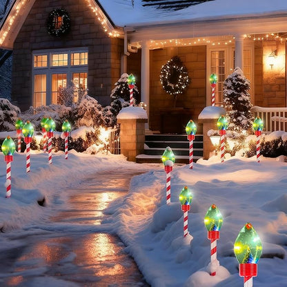 4pk Christmas Outdoor Solar Pathway Lights Waterproof Stakes Lights,Connectable Christmas Decor for Lawn, Yard, Sidewalk & Driveway (Multicolor)