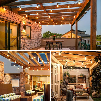 96FT S14 Outdoor String Lights Bundle with 25FT ST38 Led String Lights - Warm White