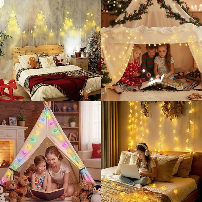 OMIKA 33FT Battery Operated String Lights, 24 Colors +Warm White 60 LEDs Battery Operated Christmas Lights, Indoor Outdoor USB Powered Fairy String Lights for Xmas Bedroom Garden Patio Balcony Decor