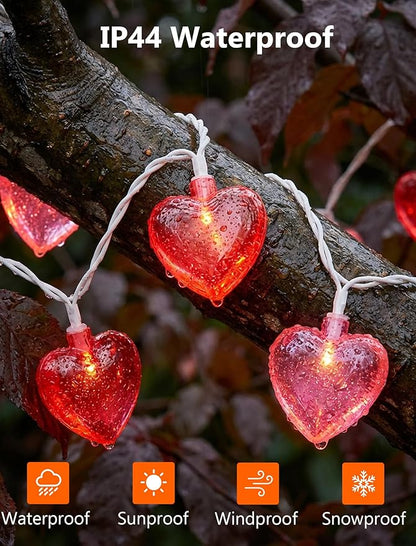 GOOTHY Heart String Lights, 8.5Ft Valentine's Day Decorations String Lights with 10 Pink and Red Heart Lights, Plug in Heart Fairy Lights for Bedroom Home Wedding Indoor Outdoor Valentine's Day Decor