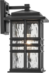 Kichler Beacon Square 14.25" 1-Light Outdoor Wall Light with Clear Hammered Glass in Textured Black, for Exterior | Lumora
