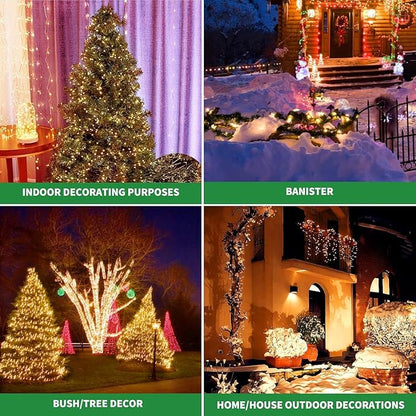 Tcamp 306FT 1000 LED Christmas Lights, 8 Modes Christmas Tree Lights with Timer Memory Function, Green Wire Starry Fairy String Light for Tree Halloween Outdoor Indoor Decor (Warm White)