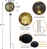 Hummingbird Solar Light Garden Outdoor Decoration Hollow Carving Flowers Crackle Glass Ball Metal Stake for Pathway | Lumora