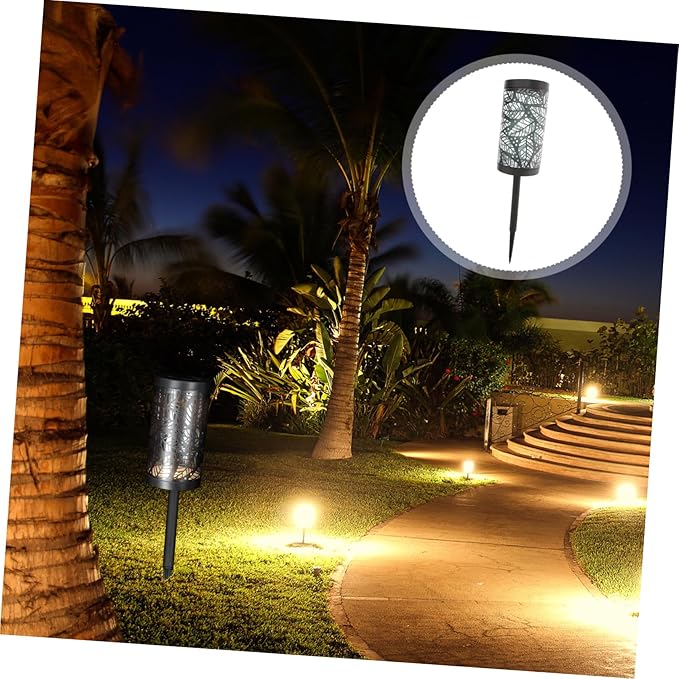 POPETPOP Solar Pathway Light with Hollowed Lampshade Led Outdoor Garden Light for Landscape Decoration Energy-efficient Solar-Powered Illumination for Parks and Courtyards