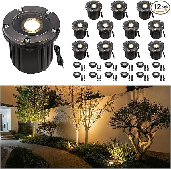 Gardenreet Solid Brass Well Light - 12V In-Ground All Weather Low Voltage Landscape Lighting, Replaceable Bulb LED | Lumora