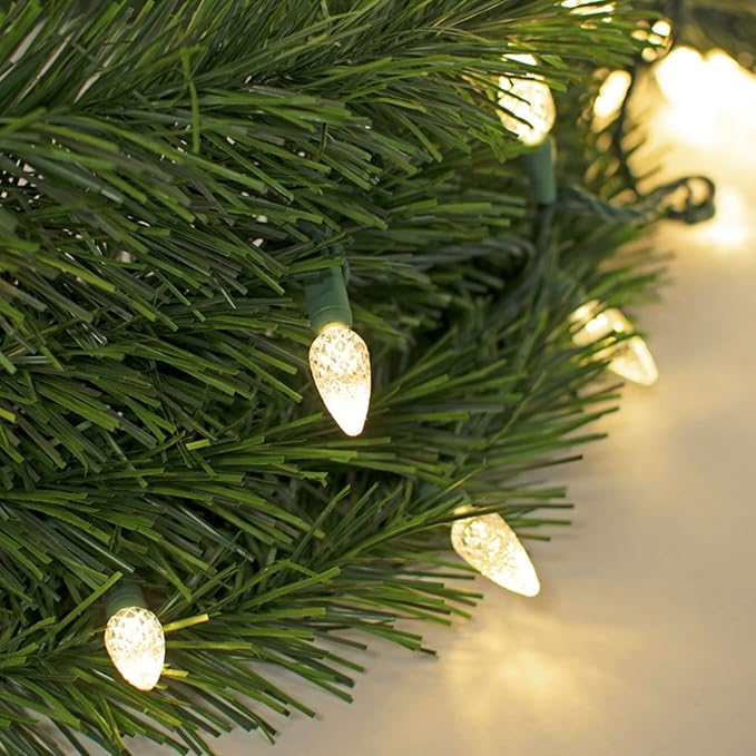 EST. LEE DISPLAY L D 1902 35FT LED Christmas String Lights C6 Warm White Steady 70 Bulbs UL Listed Outdoor Waterproof Green Wire Cords