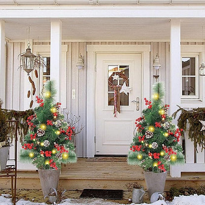 Christmas Tree with Lawn Lights and Tree Branches with Lights Solar Christmas Decorations Trees Lights Solar Stake Lights Xmas Tree Garden Decor (Battery*2pcs)