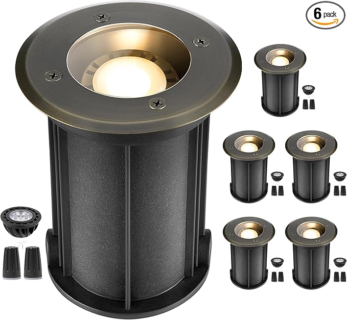 Gardenreet Landscape Well Lights Outdoor - Brass Low Voltage Weatherproof In Ground Lighting, LED 12V Directional | Lumora