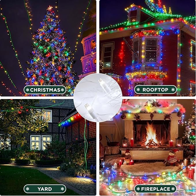 Christmas String Lights (Multicolor -Breathing, 33.3FT), Mini LED String Lights, Waterproof Fairy Lights for Outdoor Indoor Holiday Party Patios Wedding Valentines Day Halloween Xmas Decor