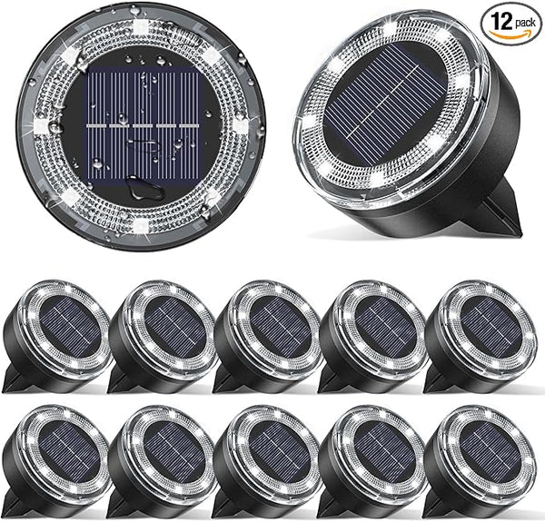 Mini Solar Ground Lights, 12 Pack Solar Lights Outdoor Waterproof, Upgraded LED Flat Landscape Lighting for Outside | Lumora