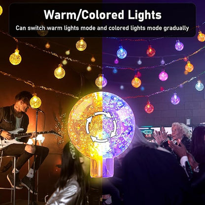 56FT Outdoor String Lights, 100 LED Patio Lights with Remote Control, Voice-Activated & Music Sync Mode, 16 Color-Changing Modes, Waterproof for Patio Garden Party Decor